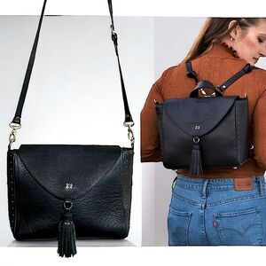 AU MEXIQUE Beautiful Crossbody Satchel Backpack Mexico City Bag in Black Leather
